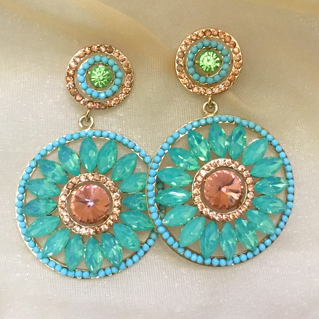 Celeb Earrings For Women, Aqua Green, Pink, Blue